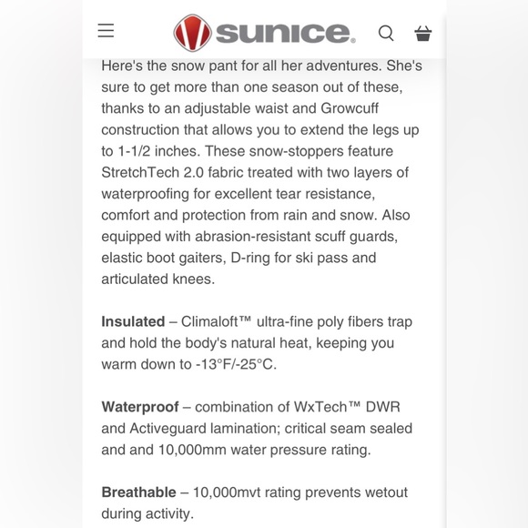 Sunice Girls Waterproof Insulated snow/ski pants size 14 - Picture 4 of 4